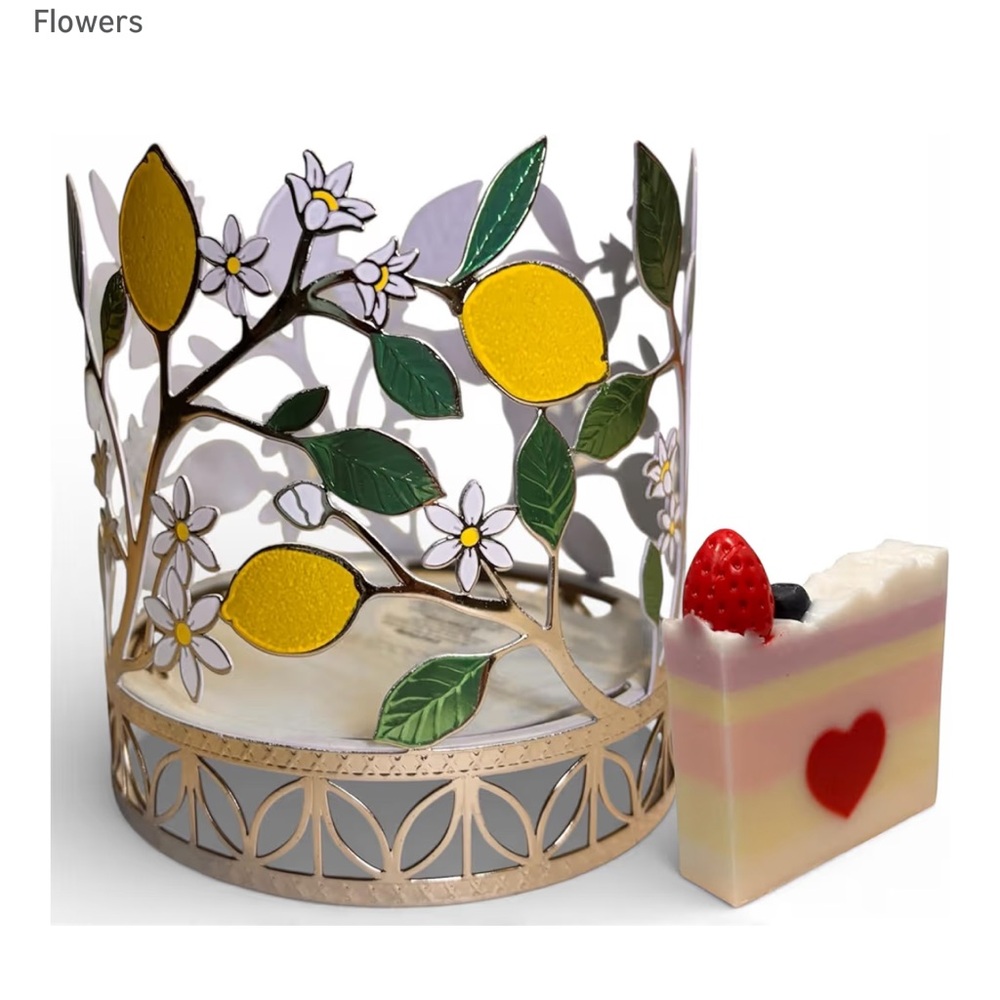 Lemon and Floral Decorative Candle Holder